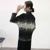 Women Pleated Top Spring New High Collar Pullover Bat Sleeve Thin Pleated T-shirt