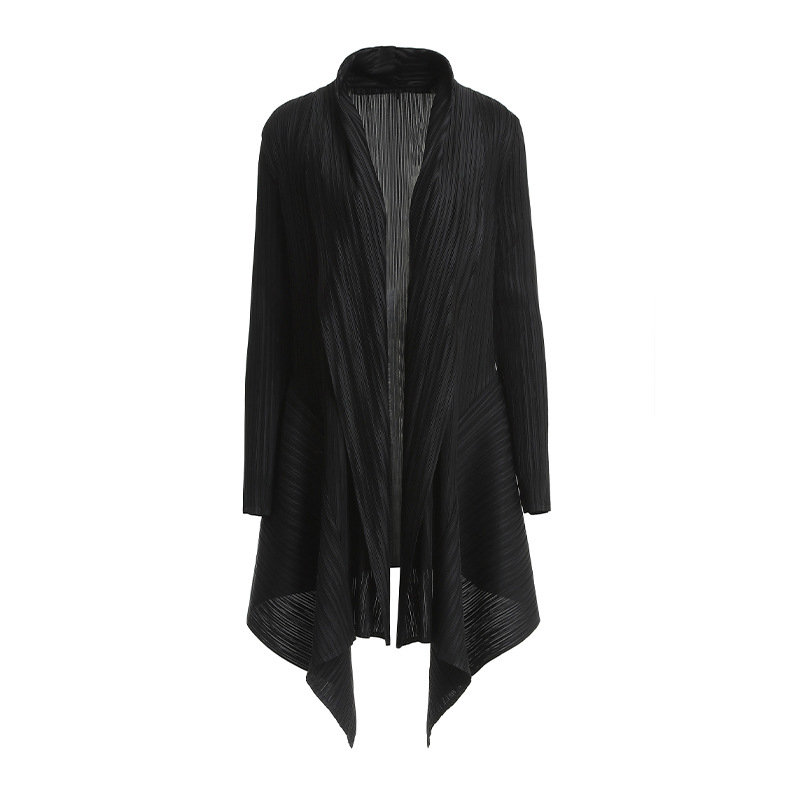 Spring Women Pleated Fashion New Solid Simple Big Size Comfortable Jacket Coat Tops