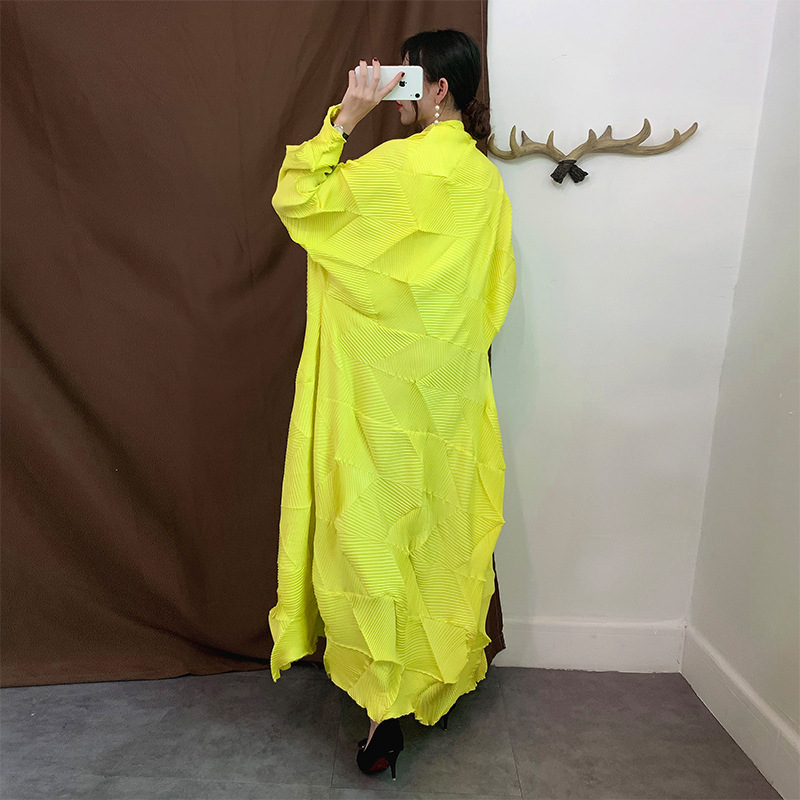 Autumn Women Pleated Fashion New Tidal Long Jacket Coat