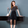 Women Summer Beads Lace Print Lady Elegant Popular Pleats Dress