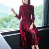 Fashionable Temperament Slim Large Size Pleated Dress Autumn Nail Bead Women Pleated Tide Dress