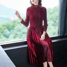 Fashionable Temperament Slim Large Size Pleated Dress Autumn Nail Bead Women Pleated Tide Dress