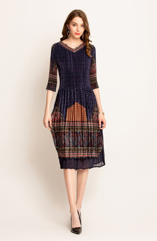 Autumn Women Pleated High Quality Dress Fashion New Tidal Pleated Lady Elegant Loose Dress