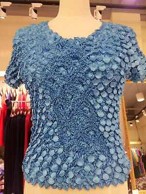 Women Elastic Popcorn Tops short Sleeves Shirts Coin shirts