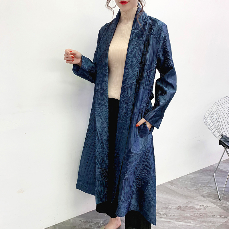 Women Winter New Pleated Windbreaker Loose Large Size Strap Double-layer Thickened Double-sided Coat