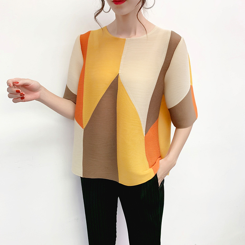 Autumn Fashion New Women Printed Pleated Shirt Lady Tidal Popular Tops