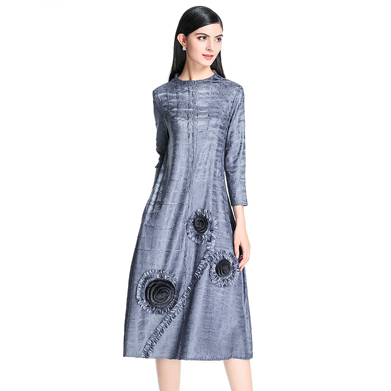 Women Autumn Spring Elegant Pleated Dress