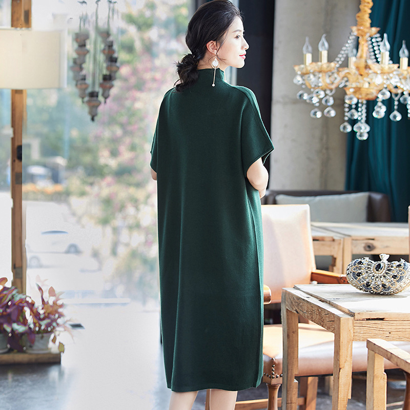 New Women's Fashion Bat Sleeve Bottomed Dress Embroidered Dress In Autumn 2019