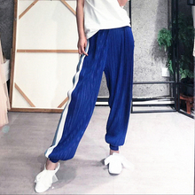 Women Pleated Casual Popular Tidal Full Length Casual Loose Elastic Pants Trousers