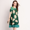 Women Pleated Dress Colour-matched Digital Loose Big Size New Summer Fashion Wrinkles Dress