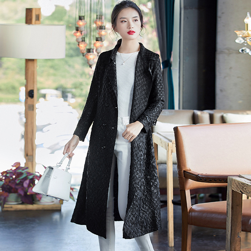 Pleated Autumn Winter New Large Windbreaker Coat Loose Fashion Double Breasted Drape Jacket