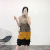 Autumn Winter Big Size Coloured Dress With Pleats Fashion New Bottom Dress