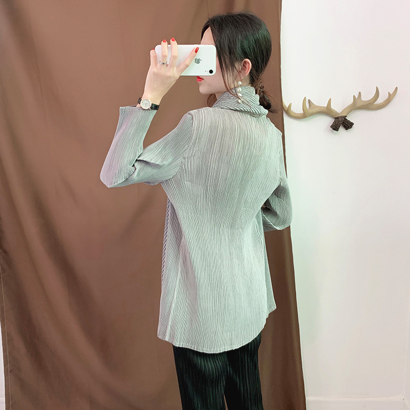 Autumn Women Pleated Fashion New Tidal Jacket Big Size Coat