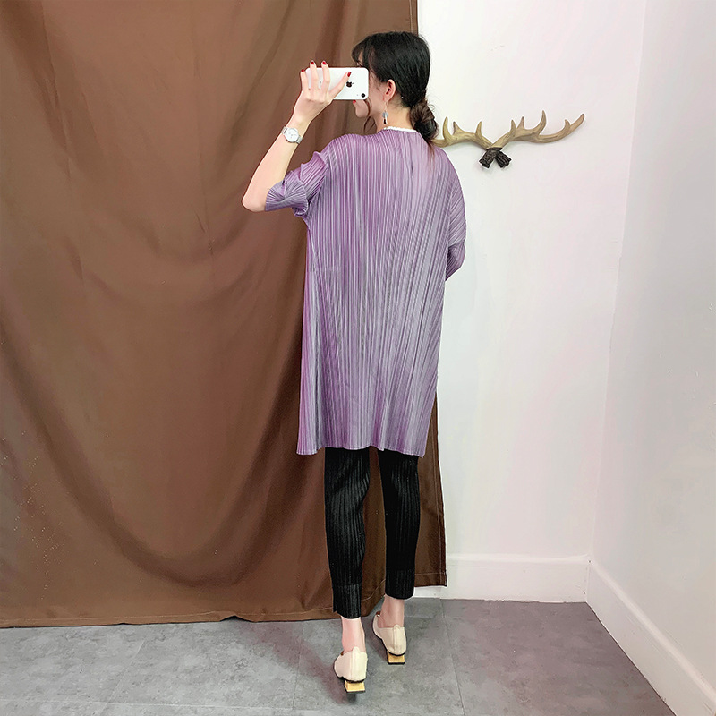 Autumn Women Pleated Jacket Loose Solid Color Fashion Coat