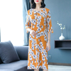 French Vintage Print Dress Pleats Lady Elegant Big Size Fashion Tidal Dress