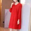 Mother Red Age Reducing Pleated Dress Spring 2021 New Women's Loose Plus Size Dress
