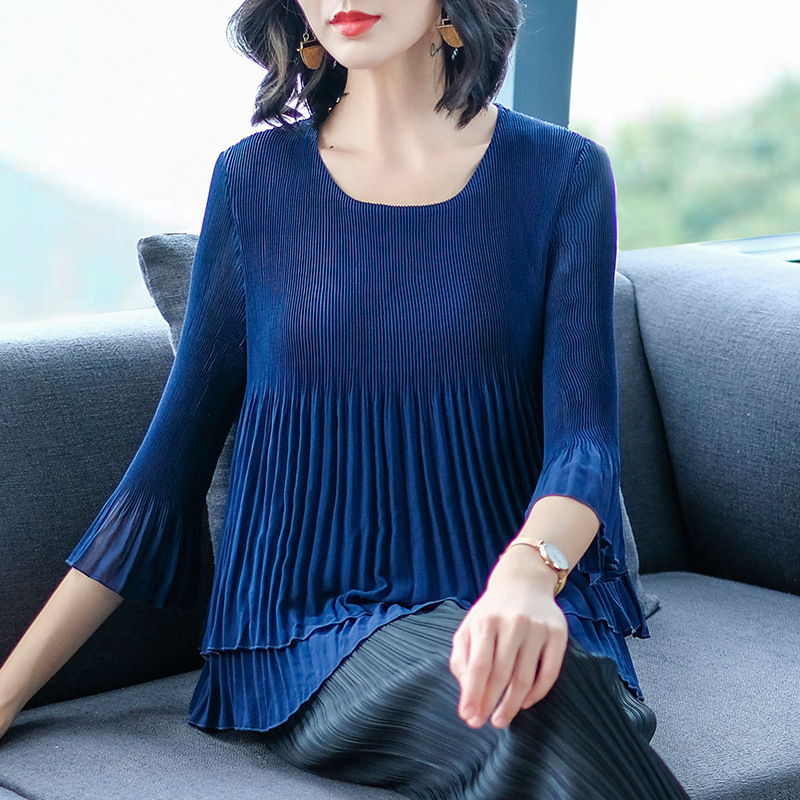Women Pelated Fashion New Tops Big Size Tidal Solid Color Shirts