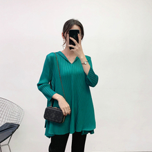 Women Pleated Tops Hooded Shirts Pullove Autumn And Winter 2019 Loose Large Tops