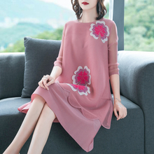 Autumn Women Pleated Pink Dress Fashion New Tidal Loose Big Size Dress