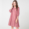 Mesh Ear Women Pleated Bar Wood Ear Mesh 7-sleeve Static Color Dress