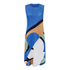 Geometric Print Dress Summer 2021 New Femininity High End Round Neck Sleeveless Casual Pleated Dress
