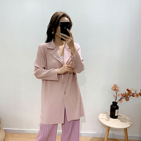 Pleated White Long Coat 2021 Summer New Commuter Loose Large Cardigan Slim Suit Windbreaker