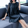 Women Fashion Embroidered Loose-sized Pleated Dress For Spring Wear
