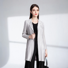 Spring Autumn Women Pleated Jacket Fashion Cardigan Lapel Pure Color Coat