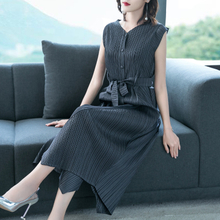 Summer Women Pleated Dress Sleeveless Loose Big Size Dress