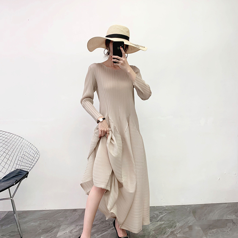 Women Spring 2020 Pleated Dress New Pleated Oversized Lantern Dress