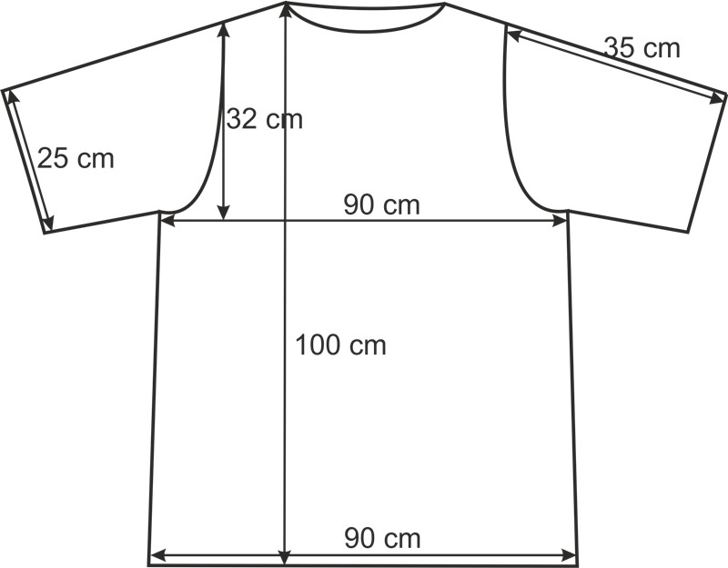 Shirt with decoration in a stretched form_