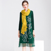 Autumn Women Pleated Lady Floral Loose Embroidery O-neck Dresses