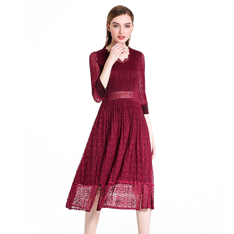 Autumn women Popular Dress Big Size Lace Elegant Lady Dress