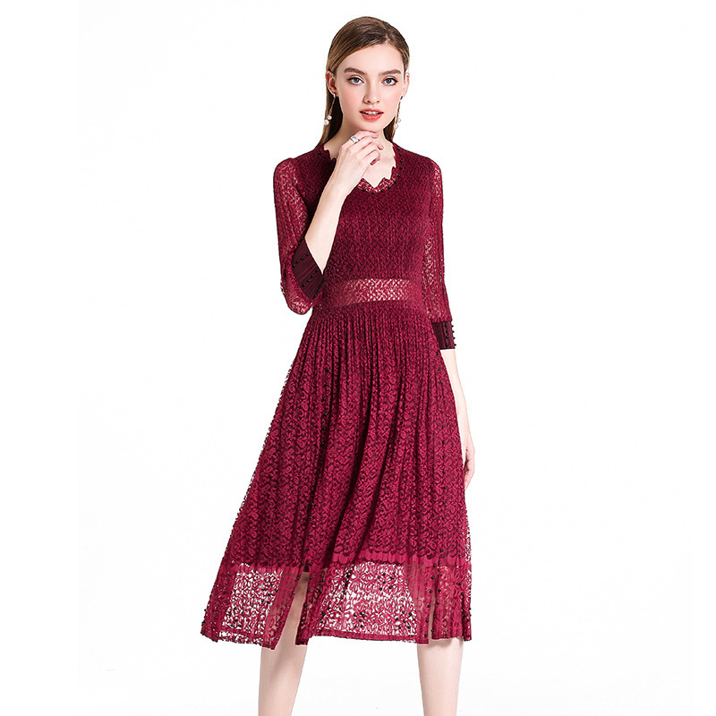Autumn women Popular Dress Big Size Lace Elegant Lady Dress