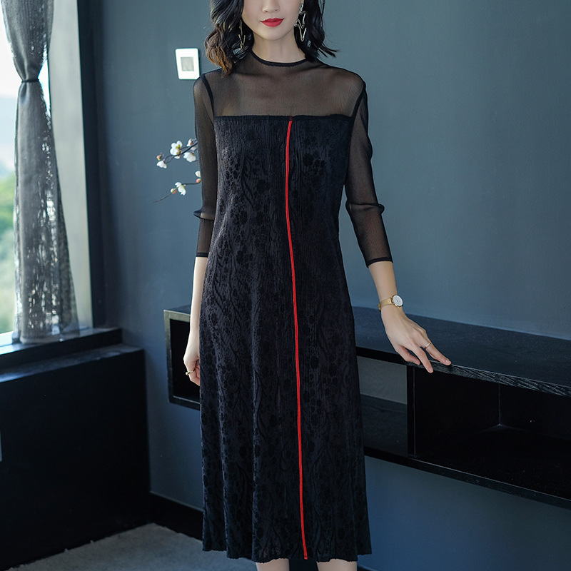 Fashion New Spring Summer Women Elegant Loose Lady Slim Free Size One Piece Pleats Dress
