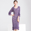 Spring Women Pleated Print Lady Elegant High End Fashion New Dress