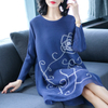 Nail Beads Embroidered Big Size Dress Women's Loose Pleats Long Sleeve Dress