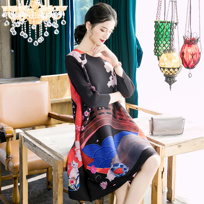 Oversized Belly Covering Dress 2020 Spring New Fashion Printed Loose Dress