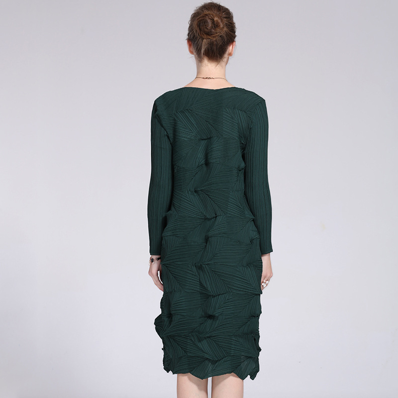 Pleated 2020 Spring Summer Loose Long Sleeve High End Luxury Petal Dress