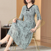 New Summer Women's Printed Short-sleeved Pleated Large-size Dresses