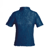 Temperament High Neck Short Sleeve Tops Women's Simple Slim Pleated T-shirt