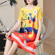 Women Large-size Pleated Dress New Style Summer Dress Loose Print Dress