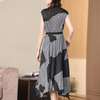 French Vintage Printed Loose Size Women Summer Dress Sleeveless Irregular Dress
