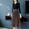 Women Large Pleated Elastic Slim Dress Autumn 2019 Pleated Dress
