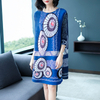 Spring Women Pleated Print Casual Lady Loose Tidal Dress