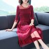 Women Big Size Autumn Fashion New Tidal Velvet Pleated Dress