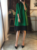2018 New Arrival Women Pleated Casual Loose Patchwork Knee-length O-neck Lady Fashion Autumn Dress