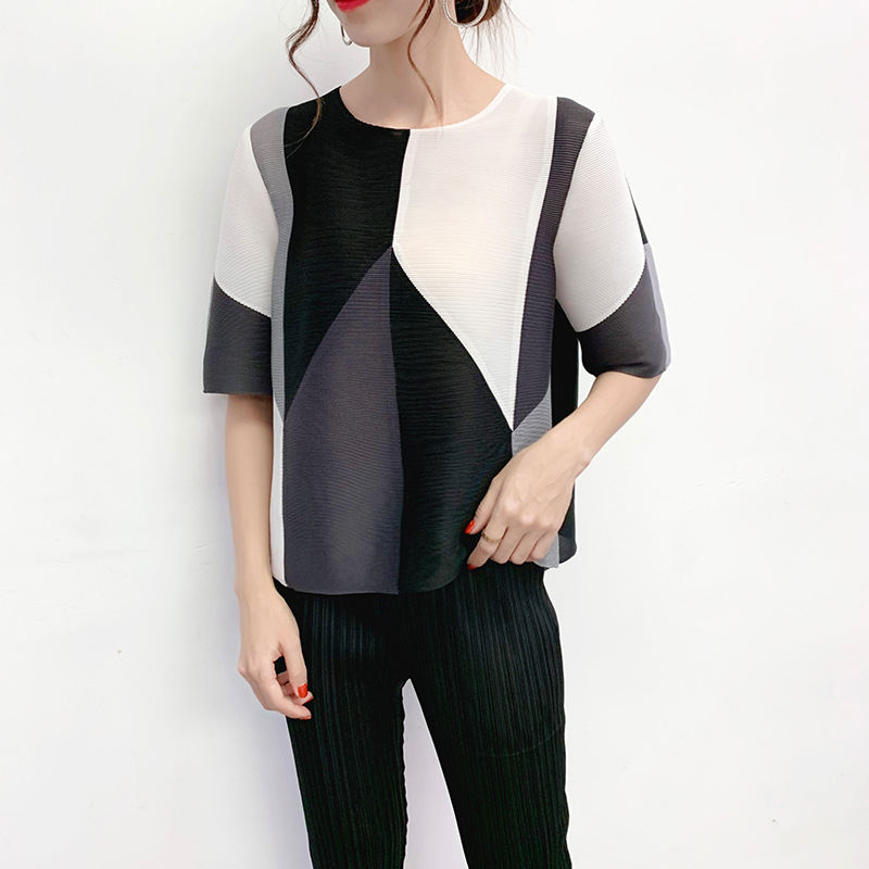 Autumn Fashion New Women Printed Pleated Shirt Lady Tidal Popular Tops