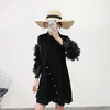 Pleated Heavy Industry Bubble Sleeve Dress 2020 Spring New Air Pressure Pleated Fur Bottom Dress
