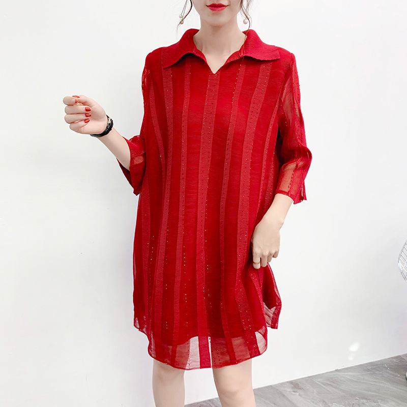 Pleated 2019 Winter New Large Women's Temperament Loose Big Size Dress